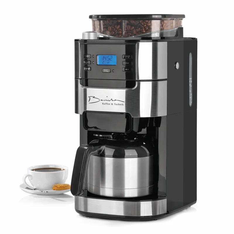 Kaffeemaschine mit Mahlwerk mit Isolierkanne - 1000 Watt - Edelstahl/schwarz