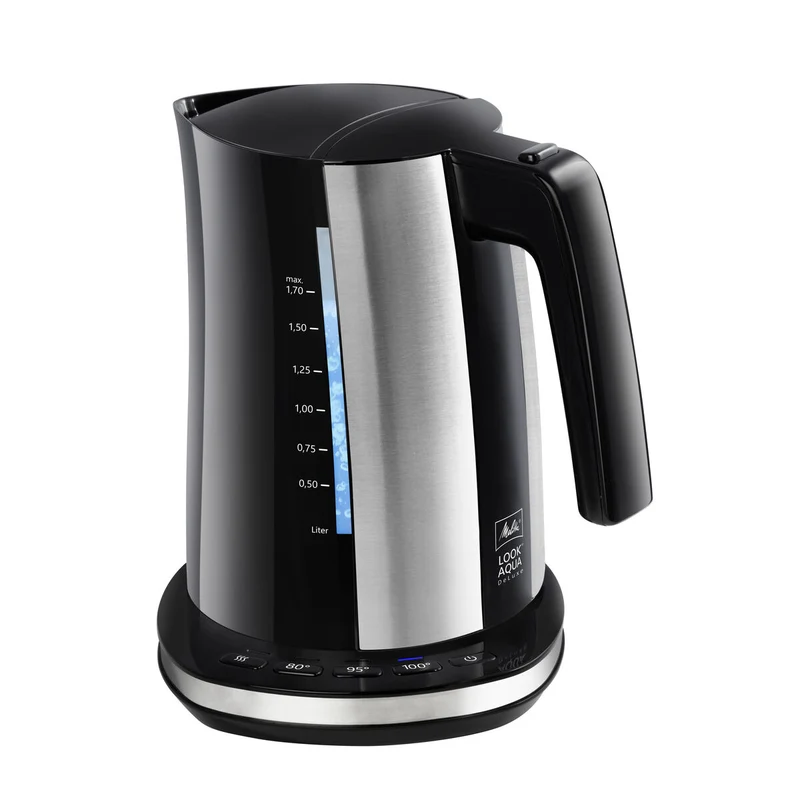 Wasserkocher und Teekessel Melitta LOOK AQUA DELUXE BLACK EU Schwarz/Silber Edelstahl 2400 W 1,7 L