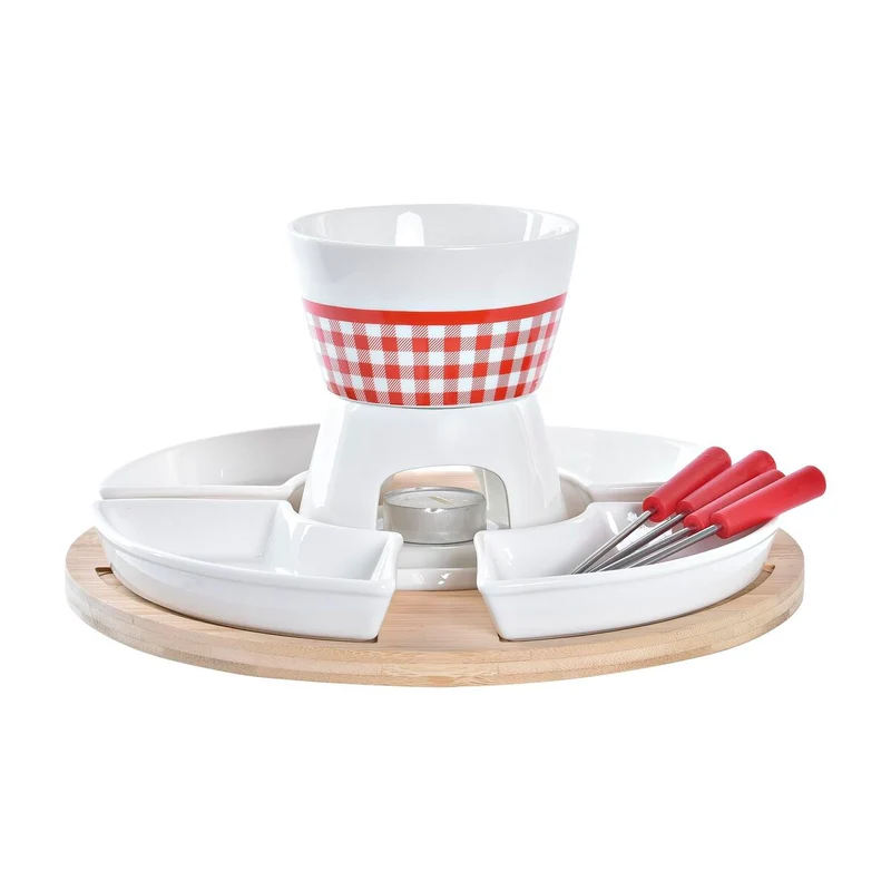 Fondue DKD Home Decor Rot 26,5 x 26,5 x 1,5 cm (10 Stück)