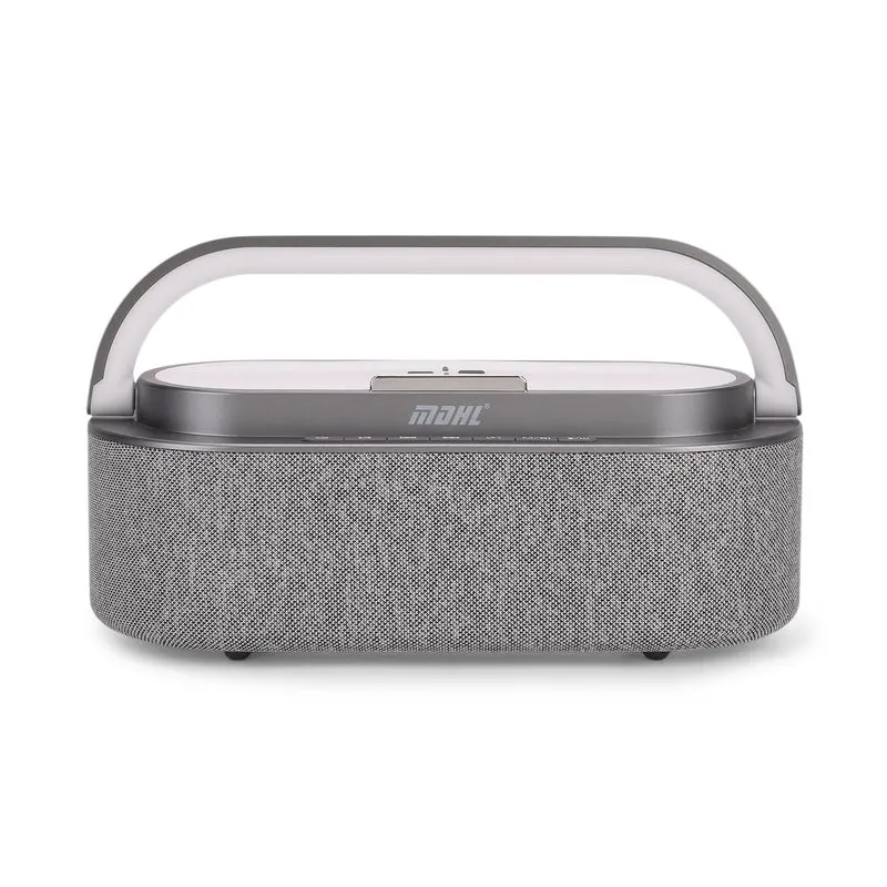 Tragbarer Bluetooth-Lautsprecher und Aufladegerät mit Regenbogen LED Licht, 15W, 235x93x113 mm, Grau