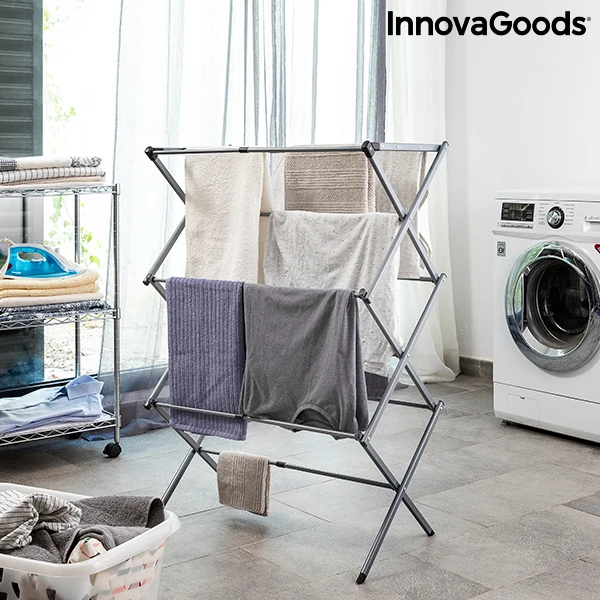 Zusammenklappbarer und ausziehbarer Metall-Wäschetrockner mit 3 Ebenen Cloxy InnovaGoods (11 Stangen)