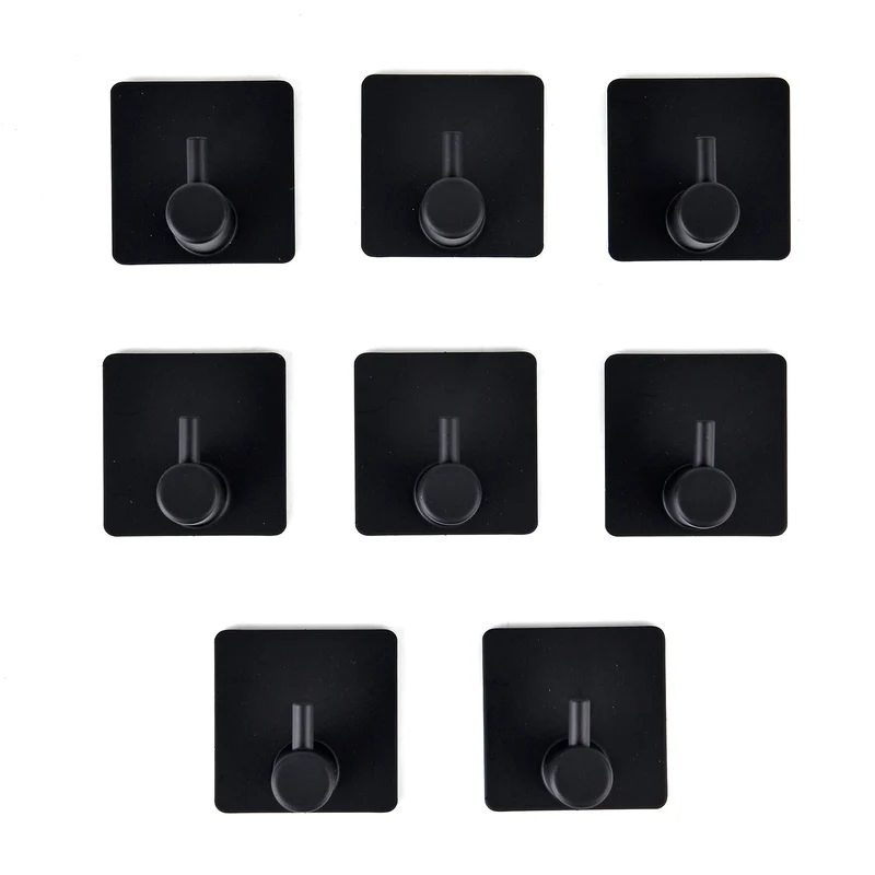 8er Set Metallhaken-Schwarz aus Eisen, 316L Edelstahl , 4.5 cml; Schwarz