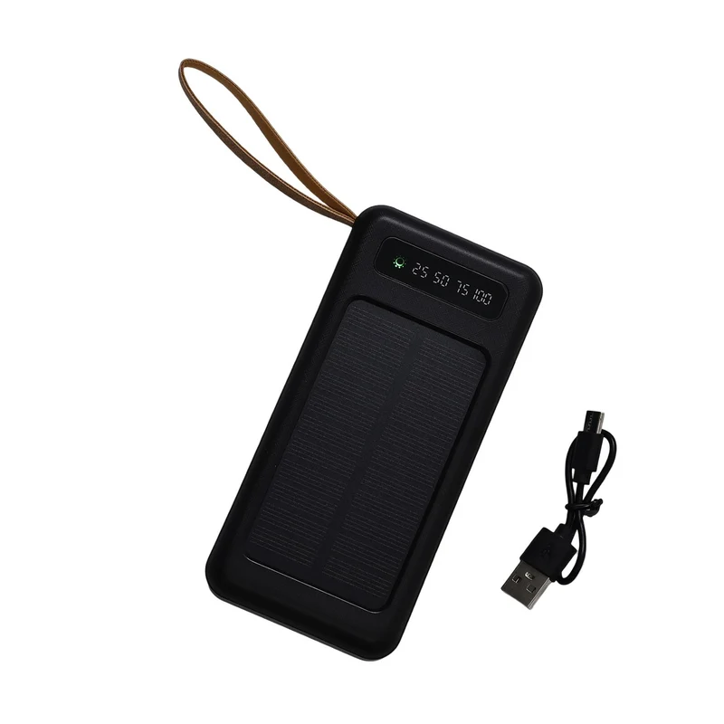 Powerbank mit 10.000 mAh, integrierter LED-Taschenlampe, 4 integrierten Kabeln und Handyhalterung, 14x7x2cm, Weiß